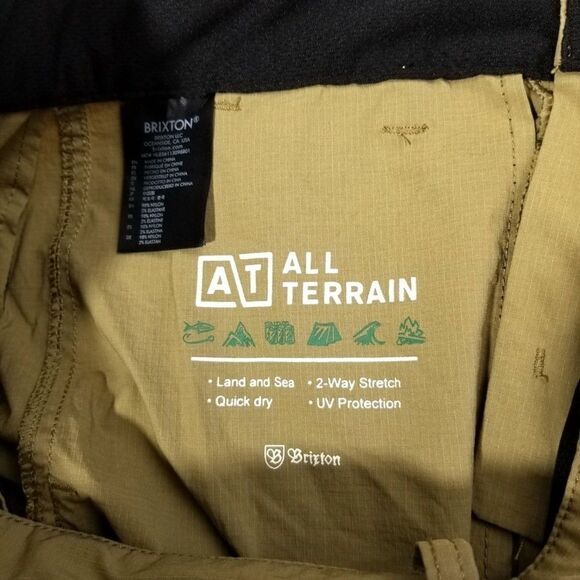 Brixton All Terrain Hybrid UPF Ripstop Utility Stretch Shorts Khaki Tan Men 30 - Picture 5 of 6